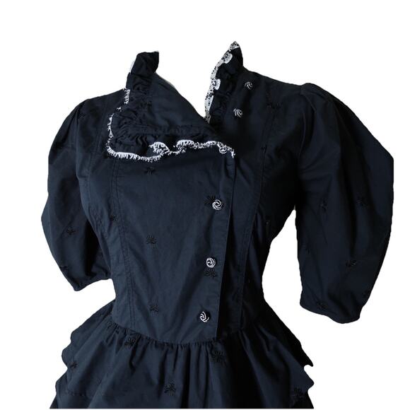 ULLA JOHNSON Linnea Tiered Embroidered Cotton Poplin Mini Dress Size 00 - Picture 3 of 15